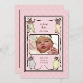 ヴィンテージのマウスの女の赤ちゃんの誕生の発表の写真 案内状 (正面/裏面)