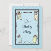 ヴィンテージのマウスの男の赤ちゃんの誕生の発表の写真 案内状 (裏面)