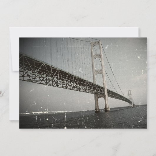 ヴィンテージのマキナック橋の灰色の結婚式招待状 招待状 (裏面)