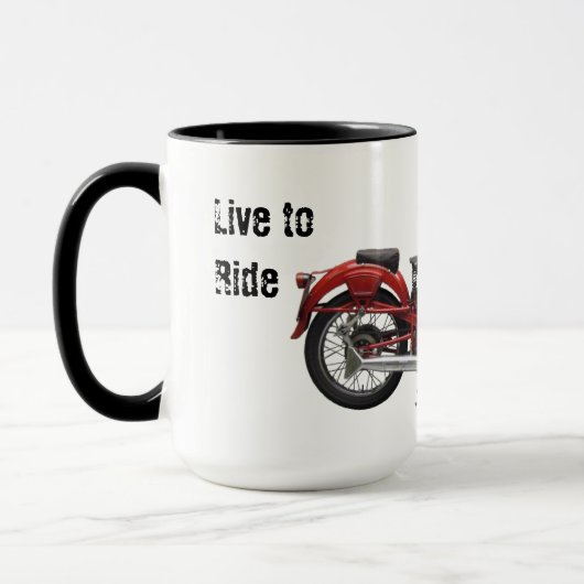 ヴィンテージのマグに乗るために住んで下さい マグカップ (左)