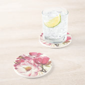 ヴィンテージのマグノリアの木の花、ピンクの庭の花 コースター (側面)