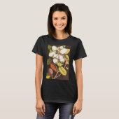 ヴィンテージのマグノリアの花の植物の種付き Tシャツ (正面フル)