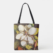 ヴィンテージのマグノリアの花の植物(種付き) トートバッグ (裏面)