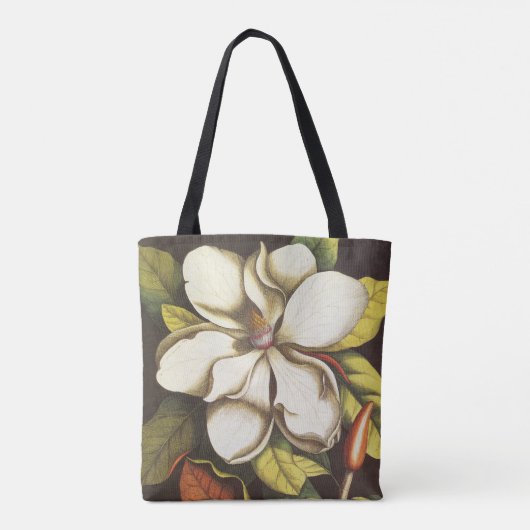 ヴィンテージのマグノリアの花の植物（種付き） トートバッグ (裏面)