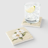 ヴィンテージのマグノリアの開花の石造りのコースター ストーンコースター (横)