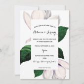 ヴィンテージのマグノリア フラワー ウェディング インビテーション (正面)