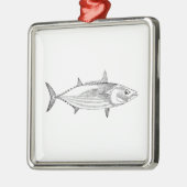 ヴィンテージのマグロの線画 メタルオーナメント (左)