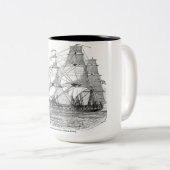 ヴィンテージのマグ-古い帆船 ツートーンマグカップ (正面右)