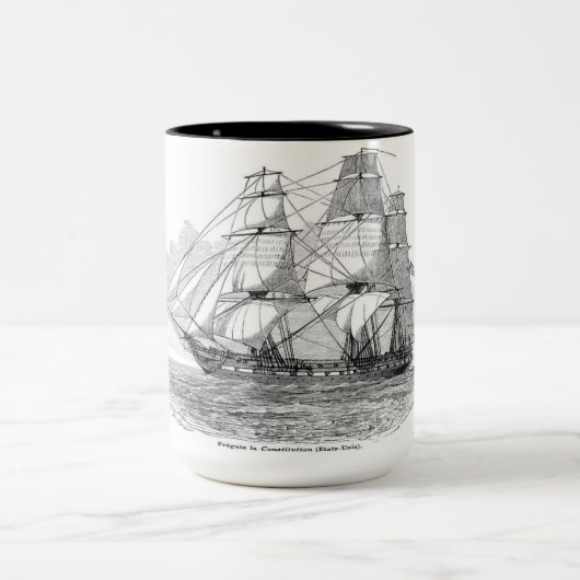 ヴィンテージのマグ-古い帆船 ツートーンマグカップ (中央)