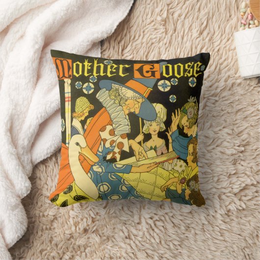 ヴィンテージのマザーグースの絵本を読む子供たち クッション (ブランケット)