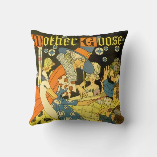 ヴィンテージのマザーグースの絵本を読む子供たち クッション (裏面)