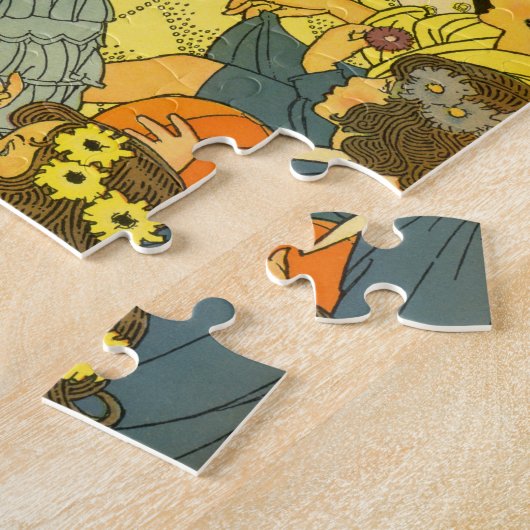 ヴィンテージのマザーグースの絵本を読む子供たち ジグソーパズル (側面)