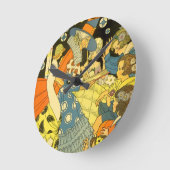 ヴィンテージのマザーグースの絵本を読む子供たち ラウンド壁時計 (傾斜)