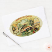 ヴィンテージのマスの魚釣りのステッカー 楕円形シール (封筒)