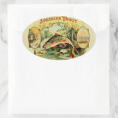 ヴィンテージのマスの魚釣りのステッカー 楕円形シール (バッグ)