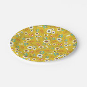 ヴィンテージのマスタードの黄色の花の花模様 ペーパープレート (アングル)