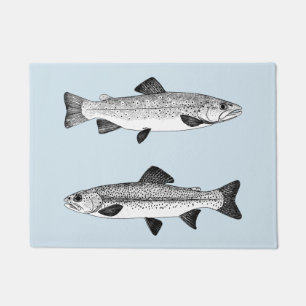 ヴィンテージのマス-淡水魚釣り ドアマット