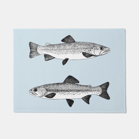 ヴィンテージのマス-淡水魚釣り ドアマット (正面)