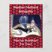 ヴィンテージのマダムマラリアモスキート インビテーションポストカード (正面)