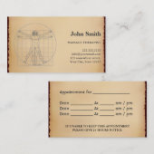 ヴィンテージのマッサージセラピストのアポイントメント 予約カード (正面/裏面)