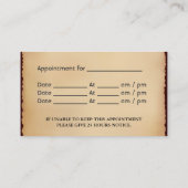 ヴィンテージのマッサージセラピストのアポイントメント 予約カード (裏面)
