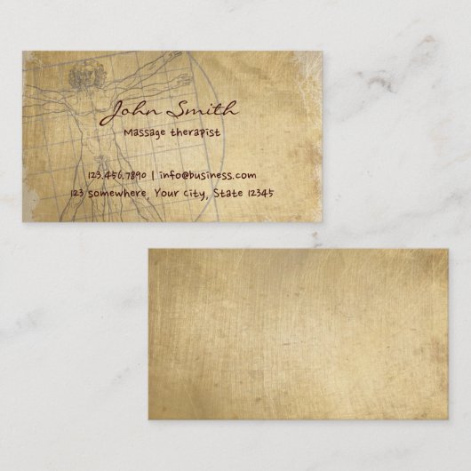 ヴィンテージのマッサージセラピスト 名刺 (正面/裏面)