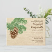 ヴィンテージのマツ円錐形のブライダルシャワー招待状 招待状 (スタンド正面)