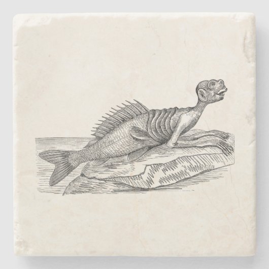 ヴィンテージのマーマンの人魚の海の創造物モンスターのレトロ ストーンコースター (正面)