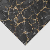 ヴィンテージのマーリーブラックと金ゴールドグリッターパターン 薄葉紙 (詳細)