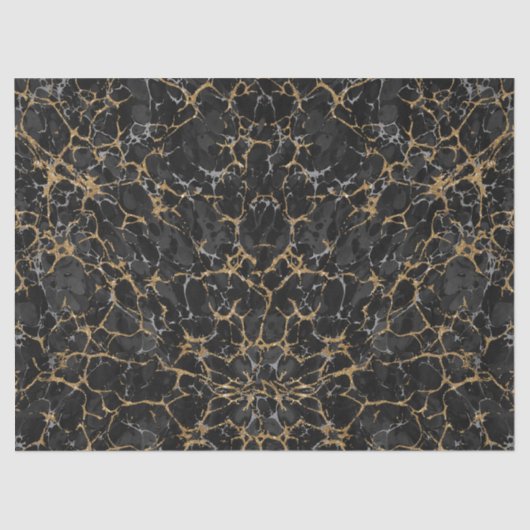 ヴィンテージのマーリーブラックと金ゴールドグリッターパターン 薄葉紙 (正面)