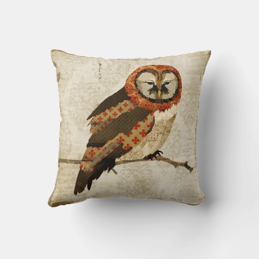 ヴィンテージのミイラのフクロウの   Mojoの枕 クッション (裏面)