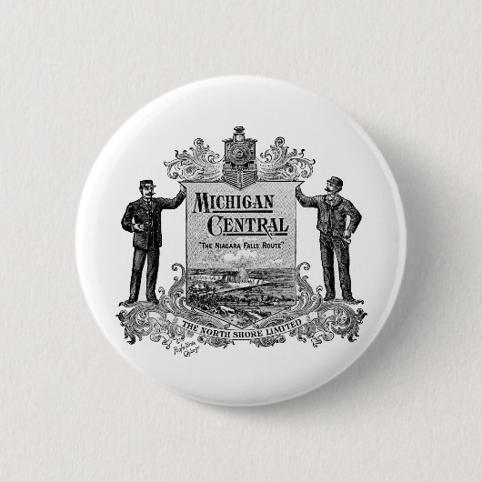 ヴィンテージのミシガン州の中央鉄道ロゴ 缶バッジ (正面)