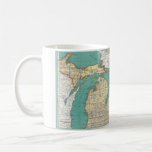 ヴィンテージのミシガン州の地図 コーヒーマグカップ (左)