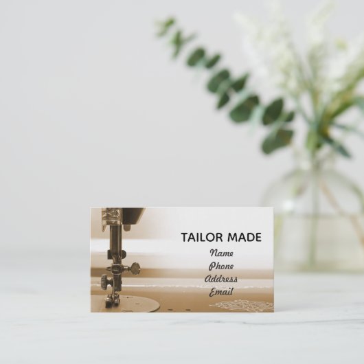 ヴィンテージのミシンのクローズアップのイメージ 名刺 (スタンド正面)