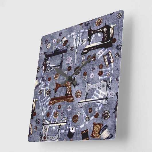 ヴィンテージのミシンの裁縫婦の柱時計 スクエア壁時計 (傾斜)