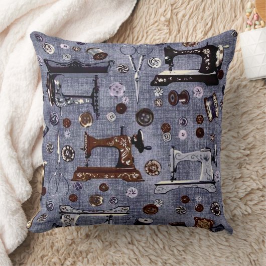 ヴィンテージのミシンの裁縫婦の装飾用クッション クッション (ブランケット)