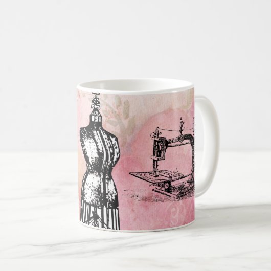 ヴィンテージのミシン及び概念のコーヒーカップ コーヒーマグカップ (正面右)