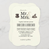 ヴィンテージのミスター＆ミセスの結婚式招待状 招待状 (正面/裏面)