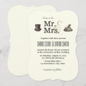 ヴィンテージのミスター&ミセス ウェディング 招待状 (正面/裏面)