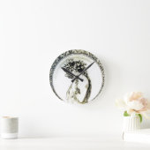 ヴィンテージのミュシャのアールヌーボーの女性ユリの時計 ラウンド壁時計 (ホーム)