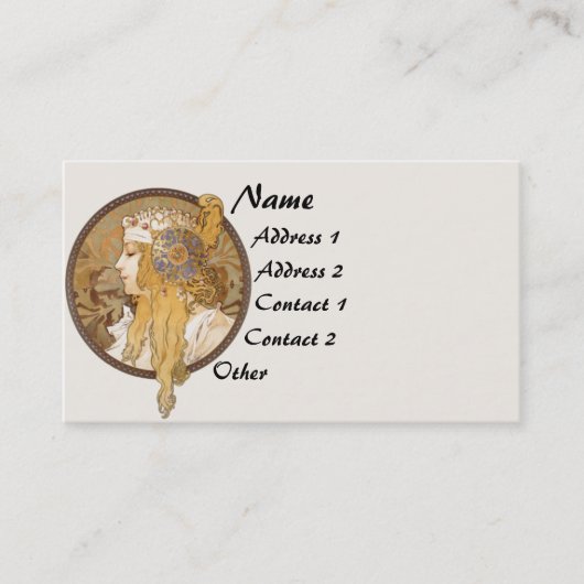 ヴィンテージのミュシャの女性名刺 名刺 (正面)