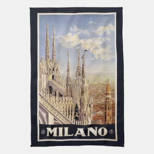 ヴィンテージのミラノミラノイタリア手タオル キッチンタオル (縦)