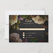 ヴィンテージのムーディーフローラル オン ブラック　RSVP 出欠カード (正面)