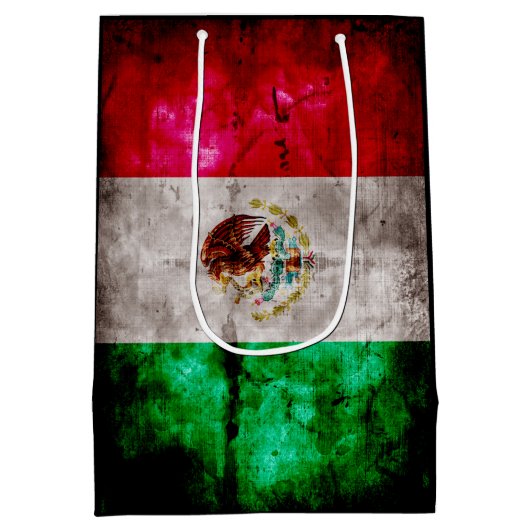ヴィンテージのメキシコの風化させた旗 ミディアムペーパーバッグ (裏面)