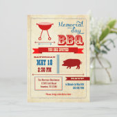 ヴィンテージのメモリアルデーBBQの招待状 招待状 (スタンド正面)