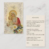 ヴィンテージのメリーイエス・キリストMemorare祈りの言葉の神聖なカード 名刺 (正面/裏面)