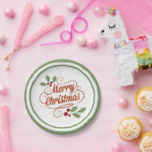 ヴィンテージのメリークリスマスのタイポグラフィの単語の芸術 ペーパープレート (パーティー)