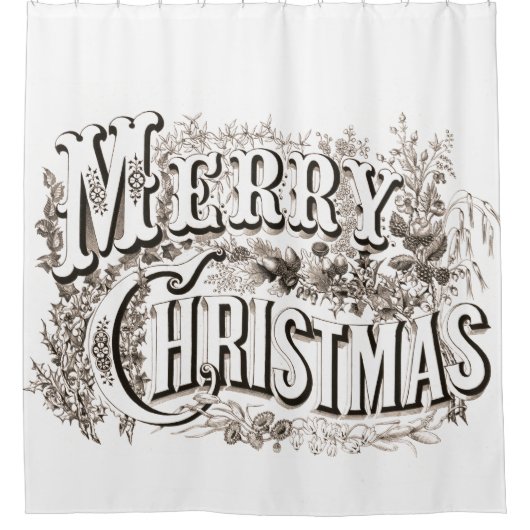 ヴィンテージのメリークリスマスの天恵のシャワー・カーテン シャワーカーテン (正面)