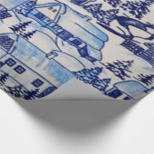 ヴィンテージのメリークリスマスの村/家のGrosch ラッピングペーパー (角)