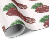 ヴィンテージのメリークリスマスRd旅行 ラッピングペーパー (ロールコーナー)